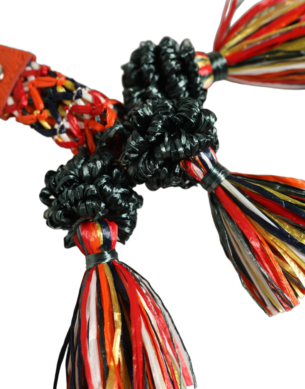 Dolce & Gabbana Raffia Leather Clasp Finder Chain Keyring Multicolor