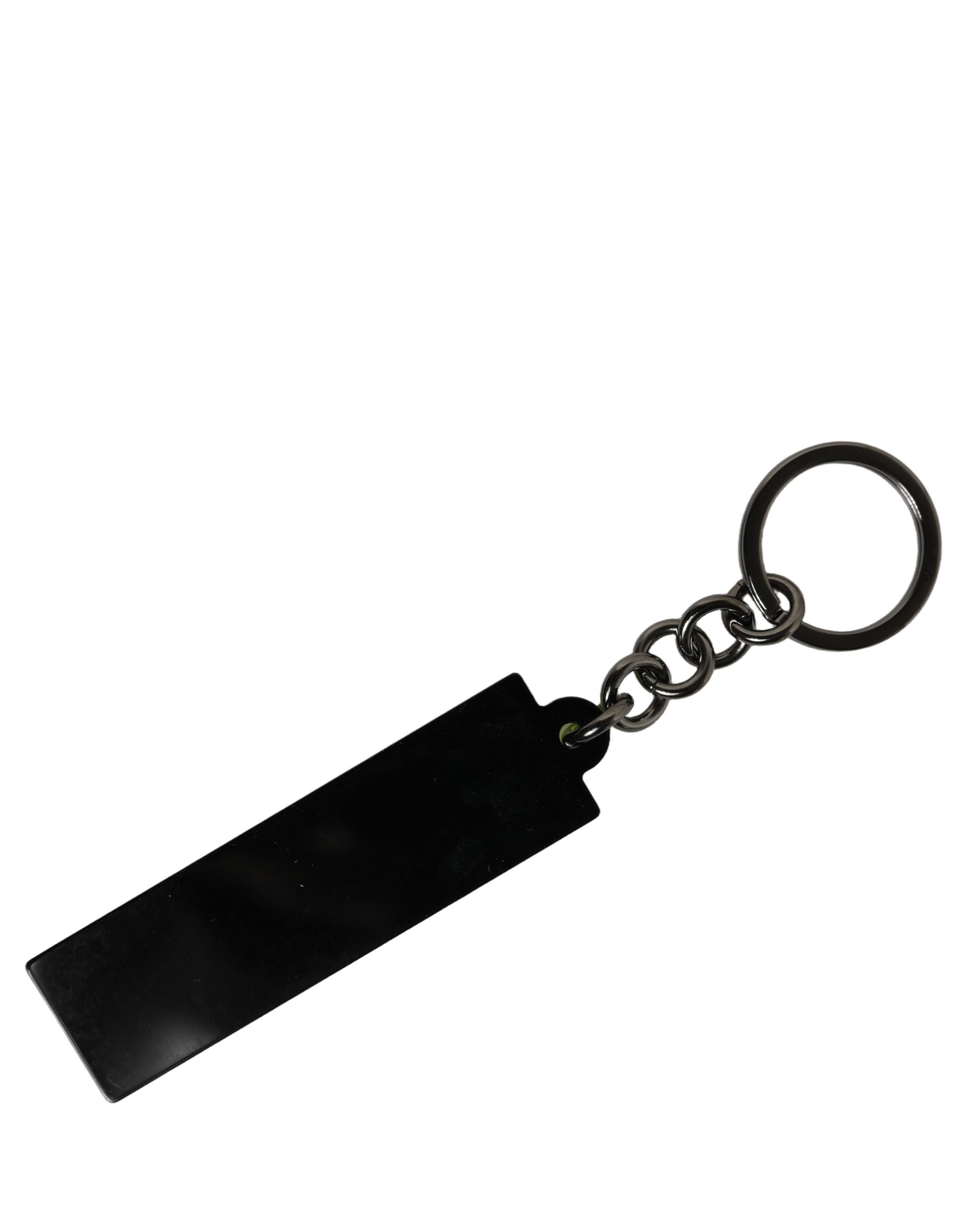 Dolce & Gabbana Neon Green Logo Print Charm Metal Keychain Keyring