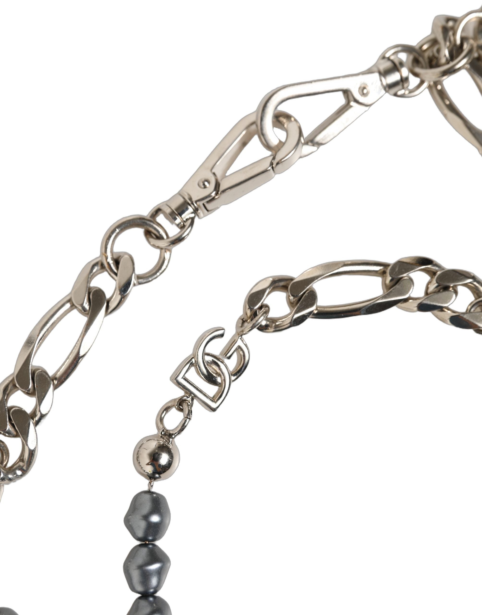 Dolce & Gabbana Silver Tone Chain Signature DG Logo Pendant Necklace