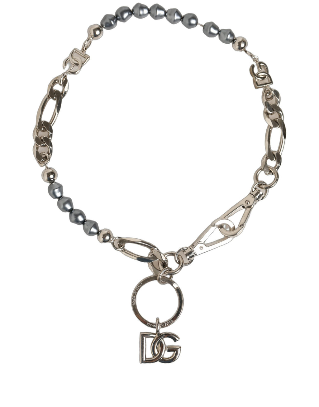 Dolce & Gabbana Silver Tone Chain Signature DG Logo Pendant Necklace