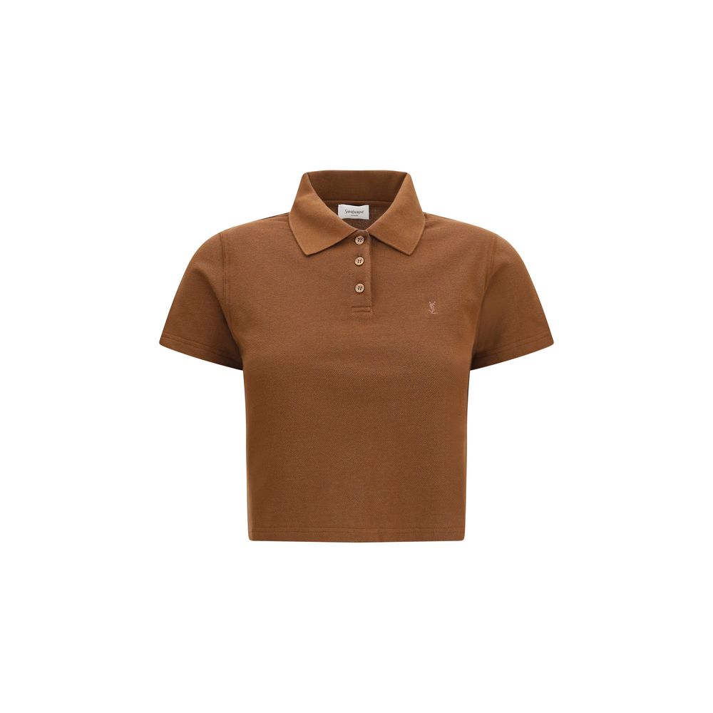 Saint Laurent Polohemd aus brauner Baumwolle