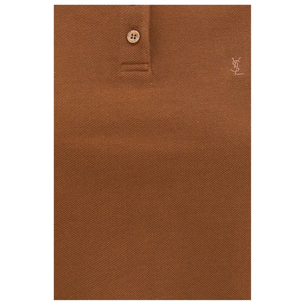 Saint Laurent Polohemd aus brauner Baumwolle