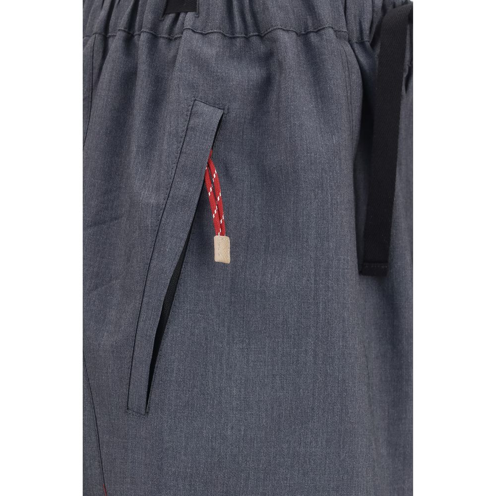 Prada Graue Woll-Oversize-Freizeithose