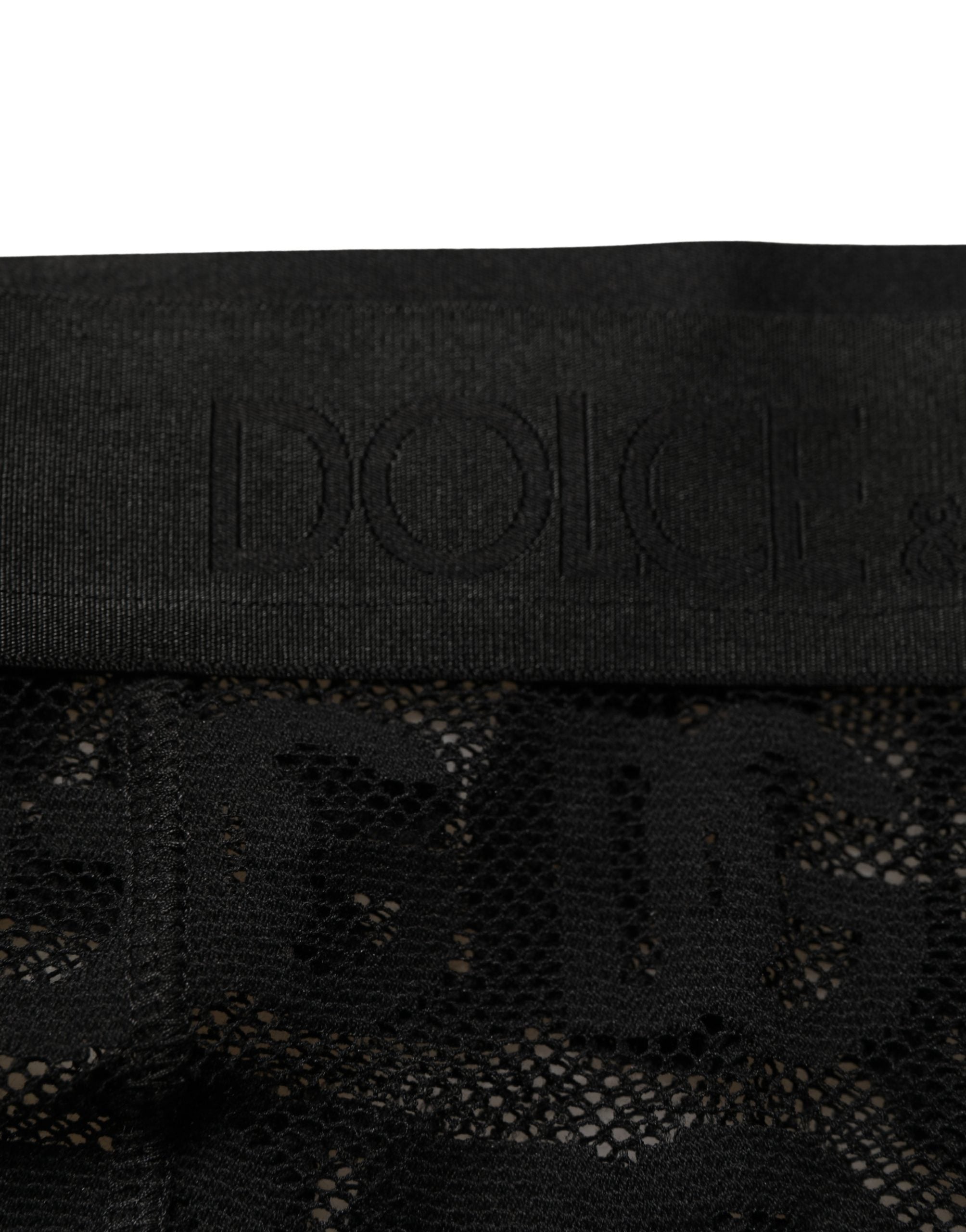 Dolce & Gabbana Schwarze Strumpfhose mit Allover-Logo-Print