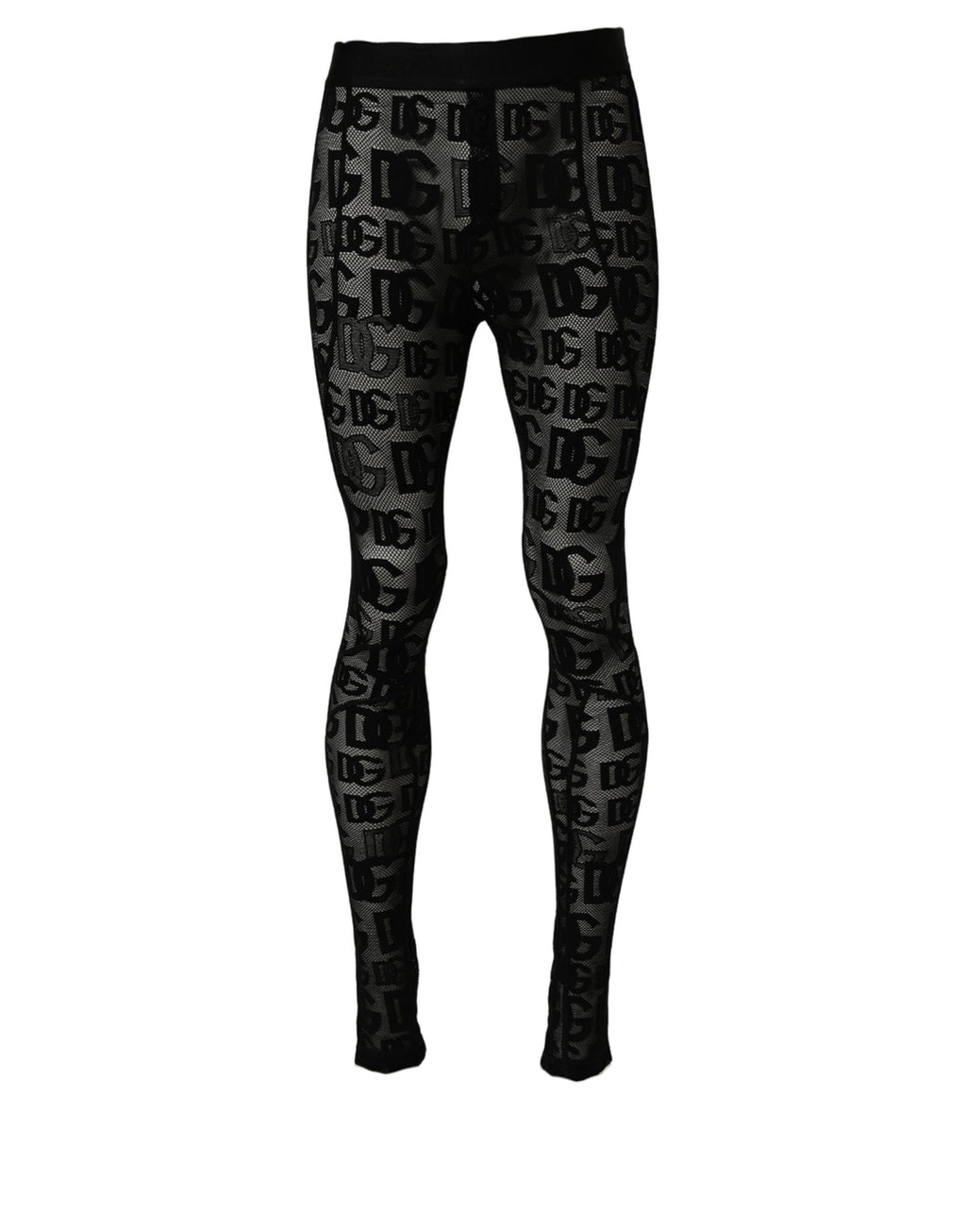 Dolce & Gabbana Schwarze Strumpfhose mit Allover-Logo-Print