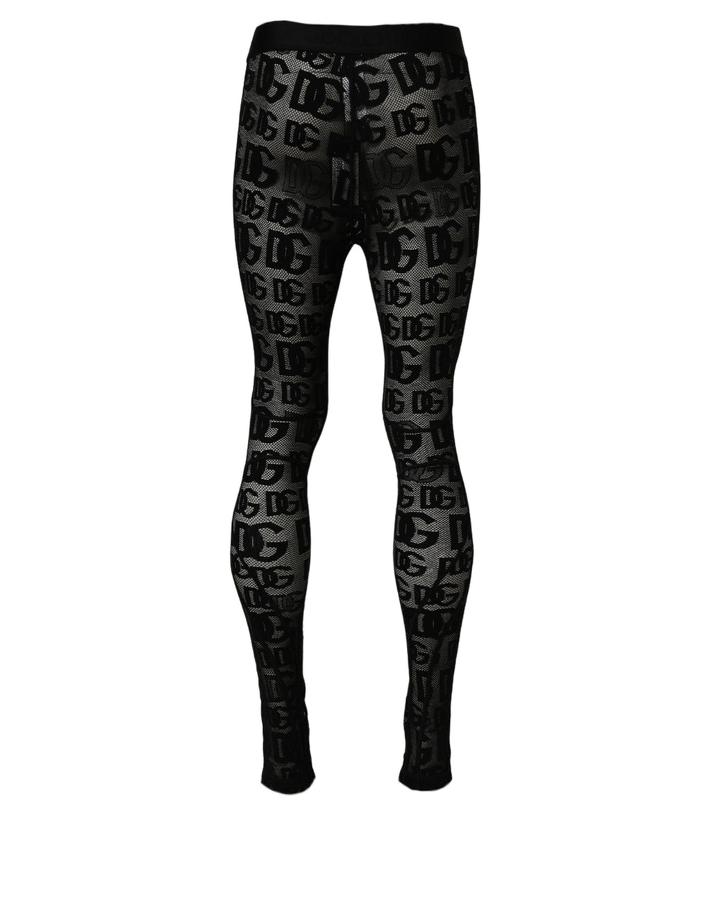 Dolce & Gabbana Schwarze Strumpfhose mit Allover-Logo-Print