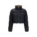 Prada Schwarze Gänsedaunenjacke in voller Länge