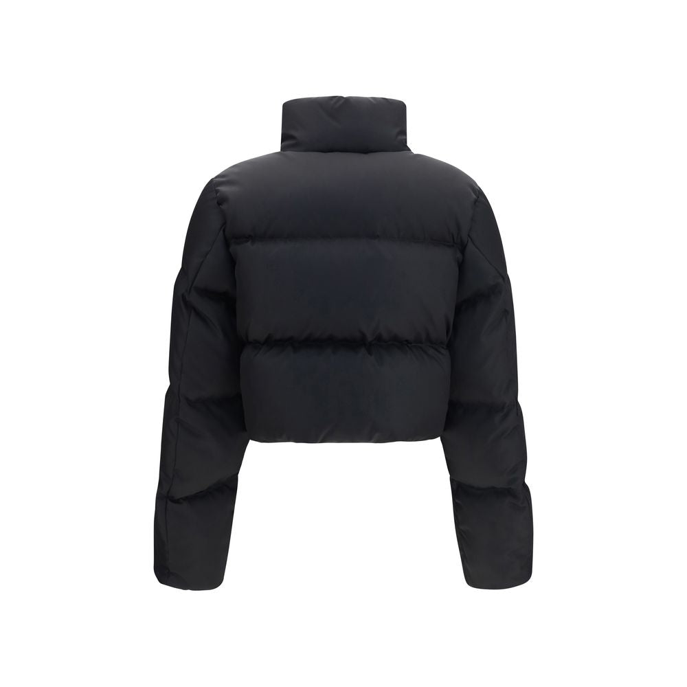 Prada Schwarze Gänsedaunenjacke in voller Länge