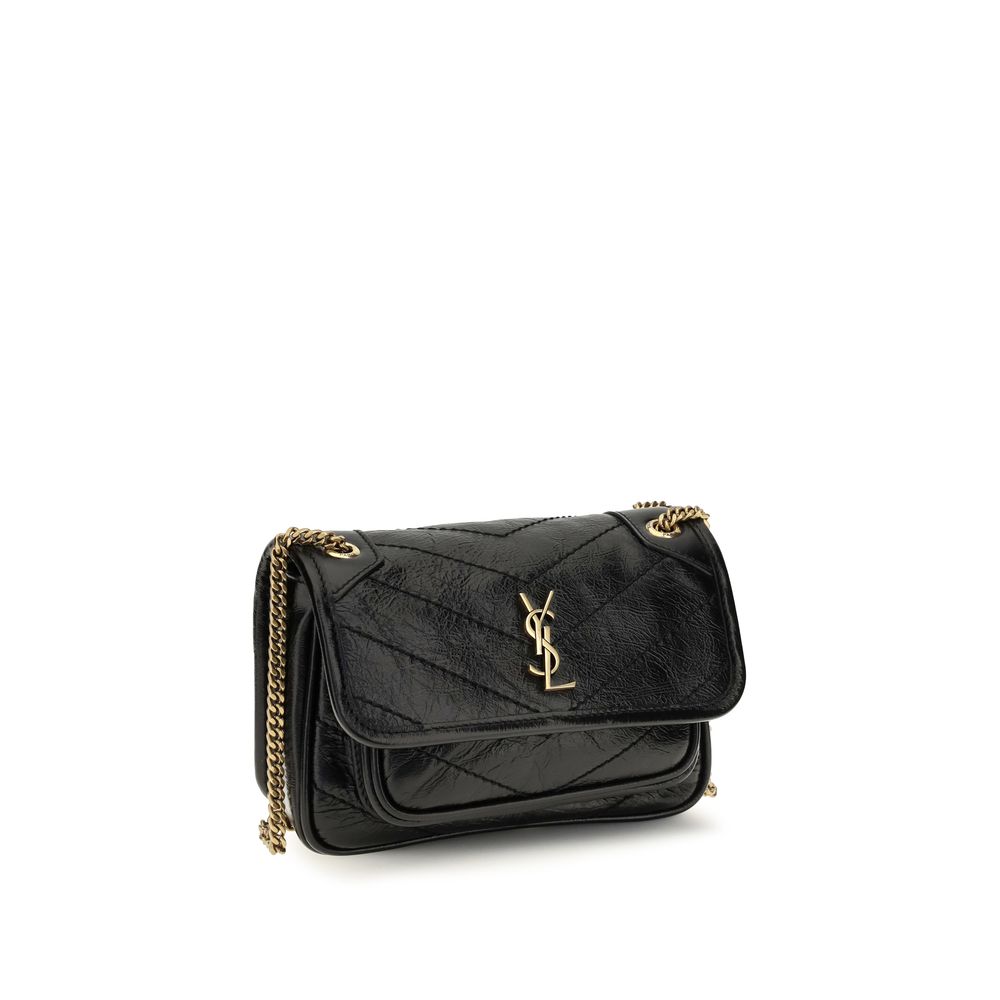 Saint Laurent Schwarze Kalbsleder Bos Taurus Umhängetasche