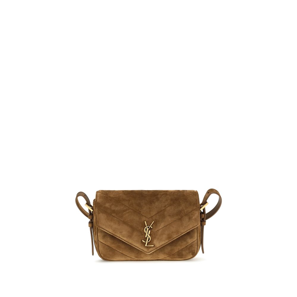 Saint Laurent Schultertasche aus braunem Wildleder