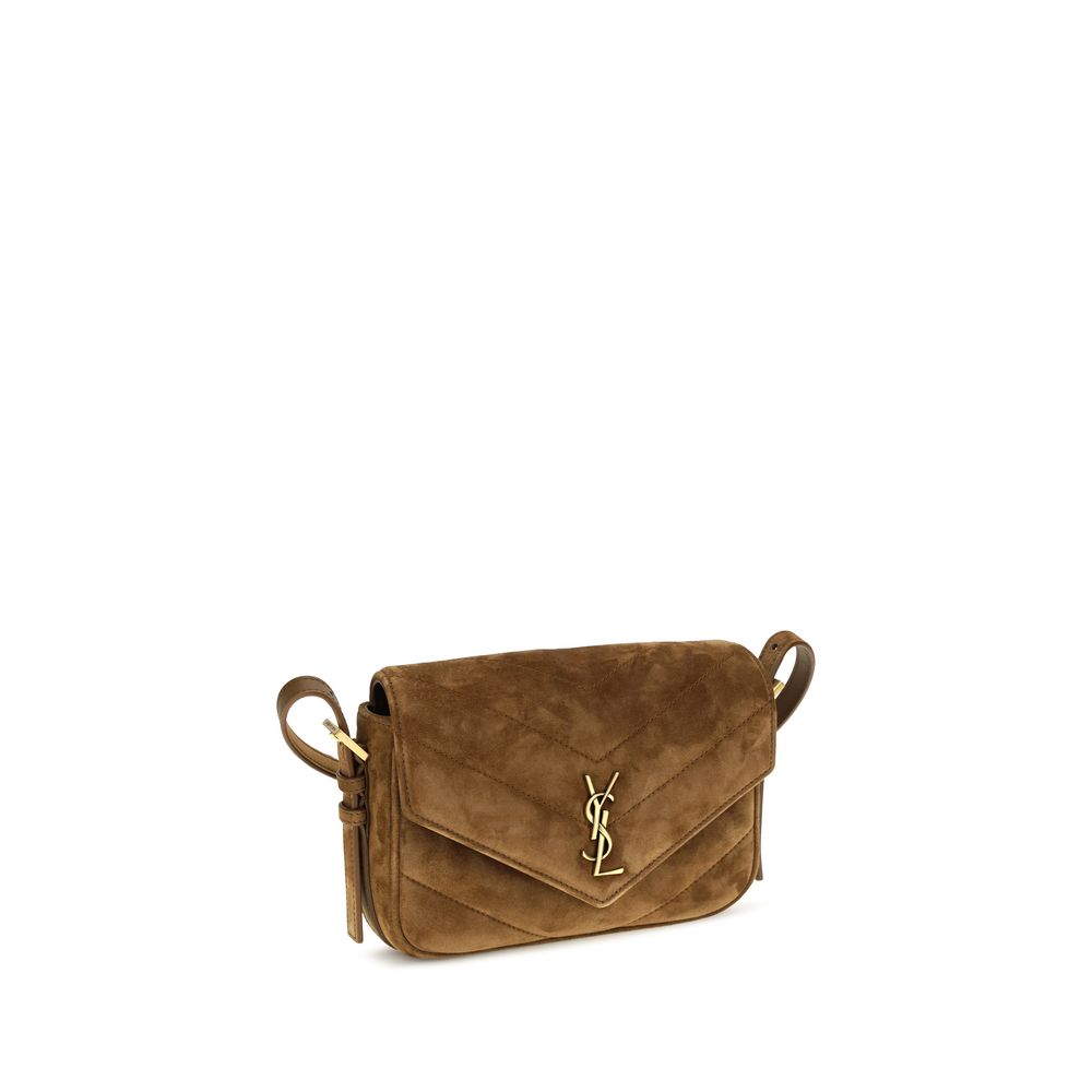 Saint Laurent Schultertasche aus braunem Wildleder