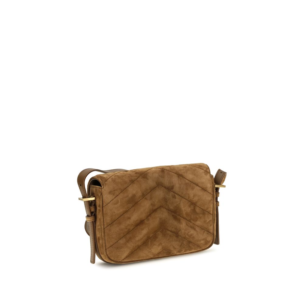 Saint Laurent Schultertasche aus braunem Wildleder
