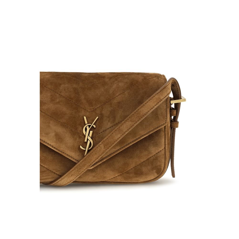 Saint Laurent Schultertasche aus braunem Wildleder