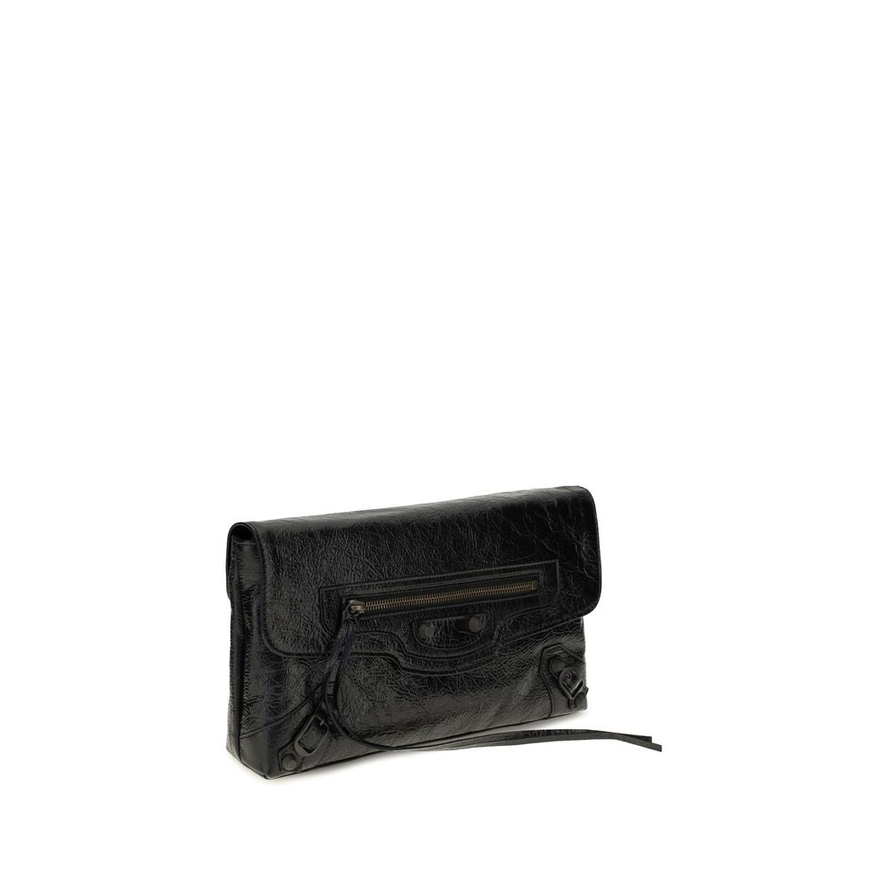 Balenciaga Schwarze Lammleder-Clutch (Ovis Aries Aries)