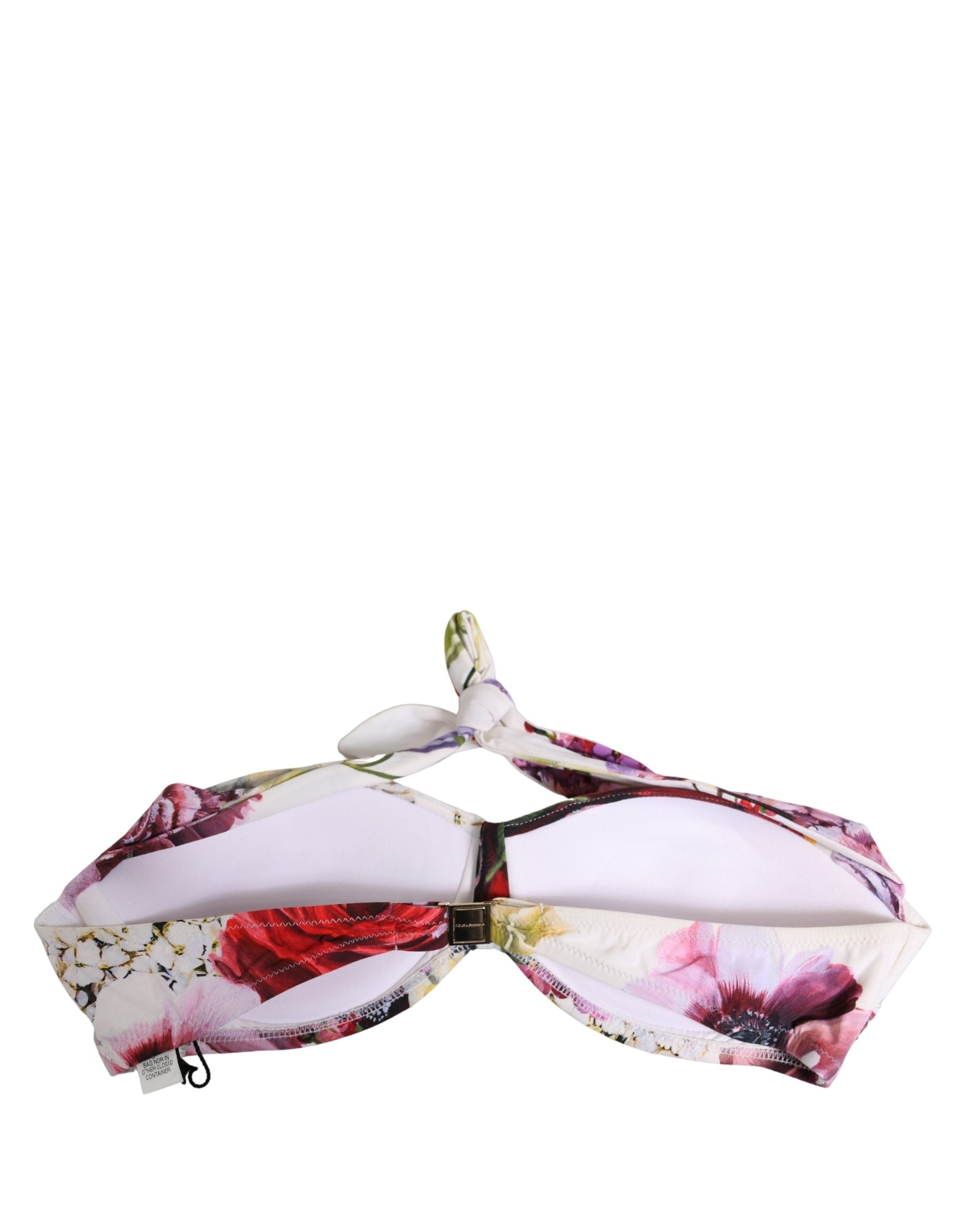 Dolce & Gabbana weißes Bikinioberteil aus Nylon mit Blumenprint