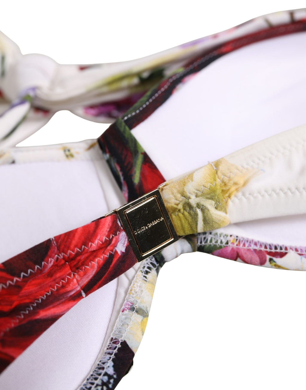 Dolce & Gabbana weißes Bikinioberteil aus Nylon mit Blumenprint
