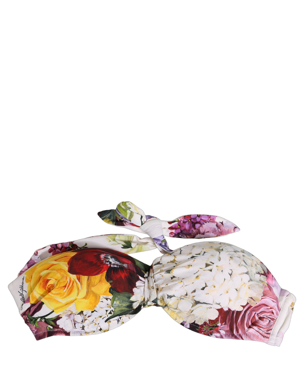 Dolce & Gabbana weißes Bikinioberteil aus Nylon mit Blumenprint