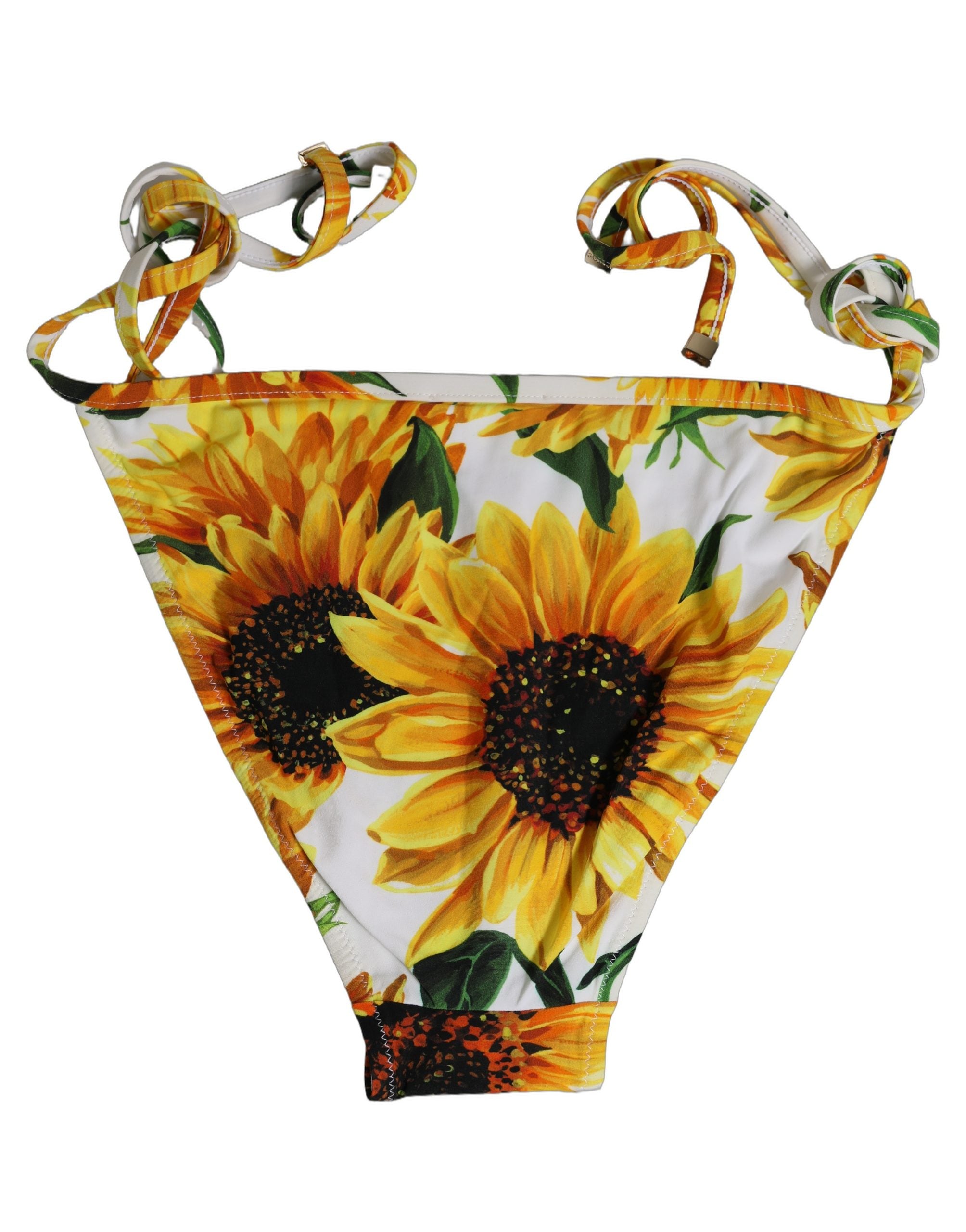 Dolce & Gabbana Badehosen Weißes Sonnenblumen-Nylon-Bikini