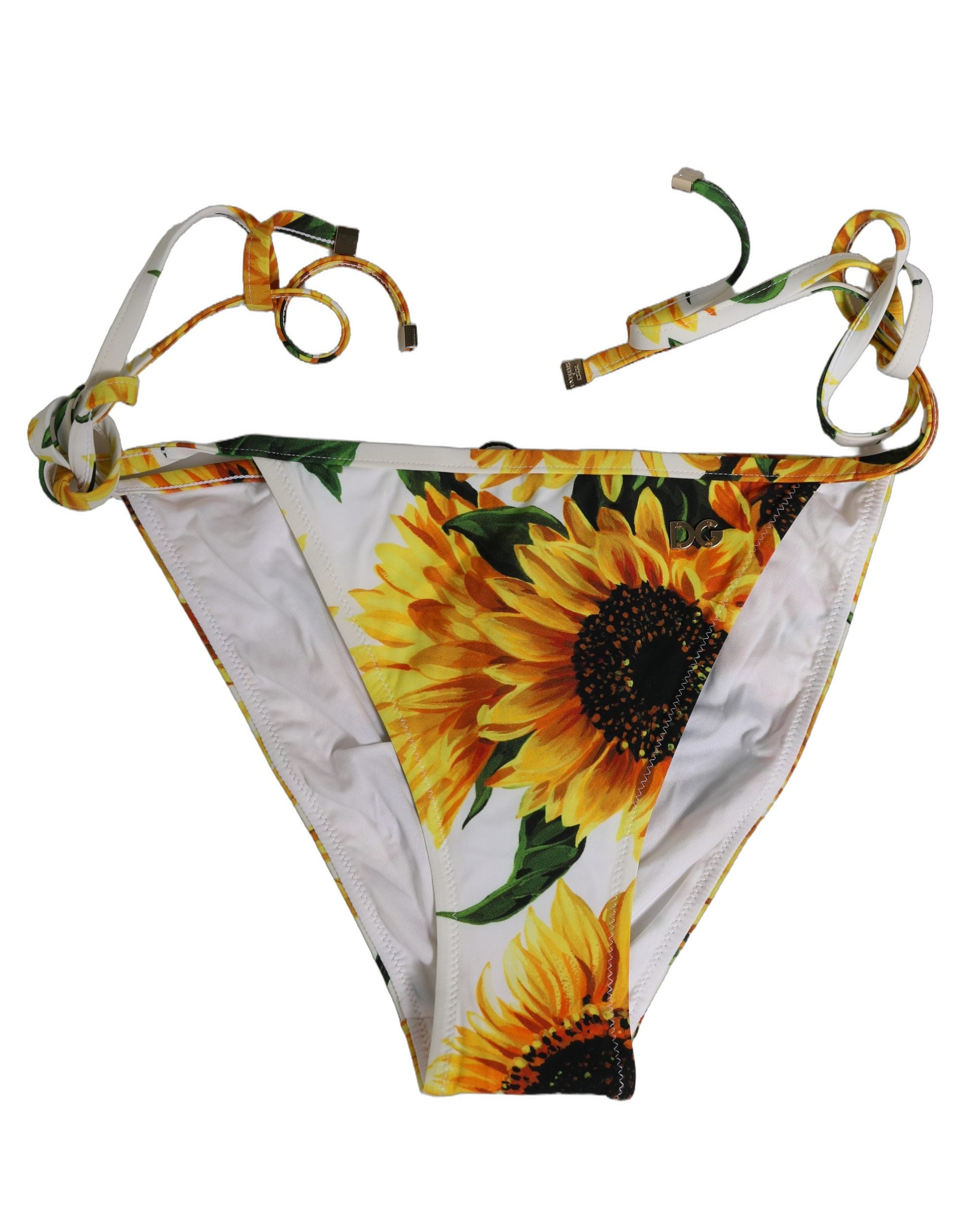 Dolce & Gabbana Badehosen Weißes Sonnenblumen-Nylon-Bikini