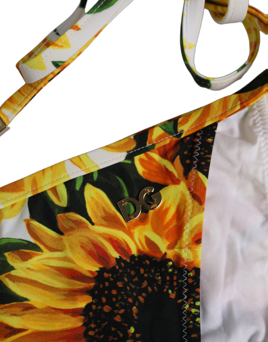 Dolce & Gabbana Badehosen Weißes Sonnenblumen-Nylon-Bikini