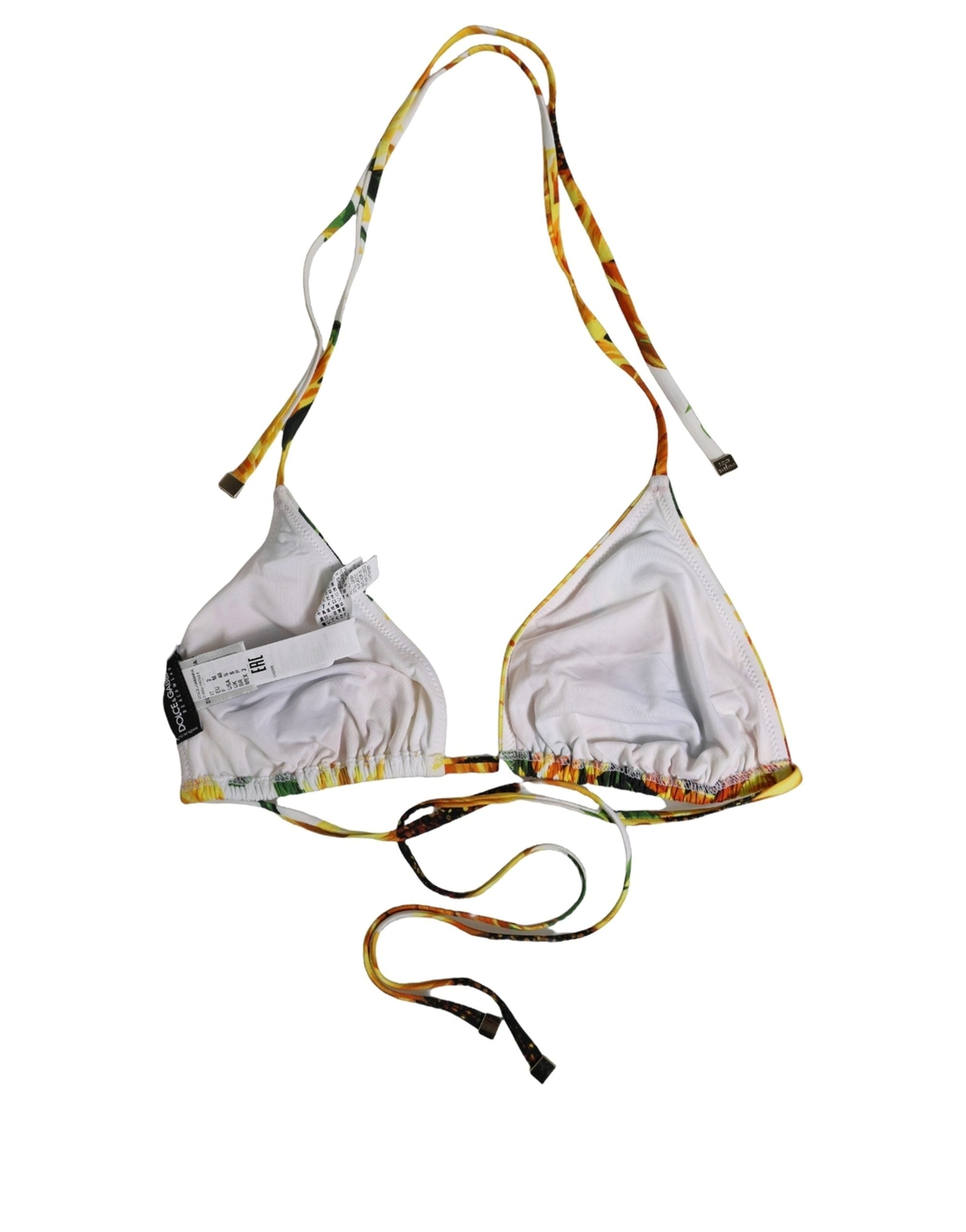 Dolce & Gabbana Bikinioberteil mit mehrfarbigem Blumenmuster und Neckholder