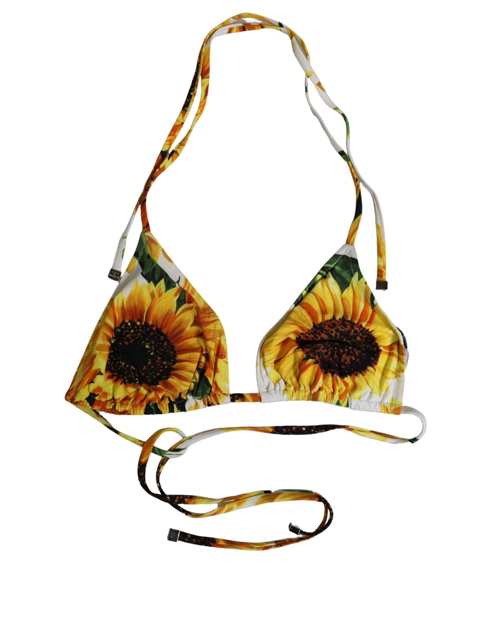 Dolce & Gabbana Bikinioberteil mit mehrfarbigem Blumenmuster und Neckholder