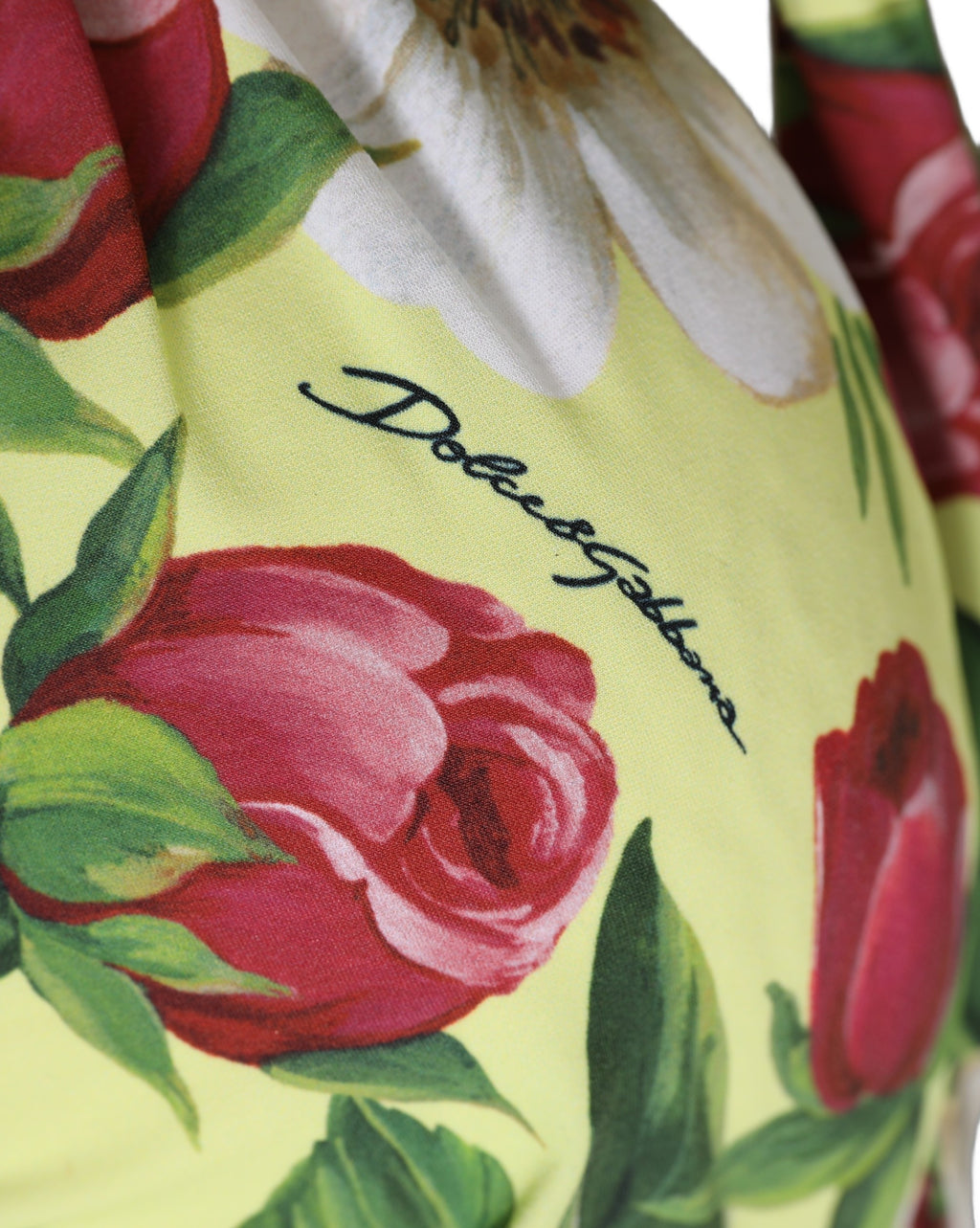 Dolce & Gabbana Gelbes florales Neckholder-Nylon-Bikinioberteil