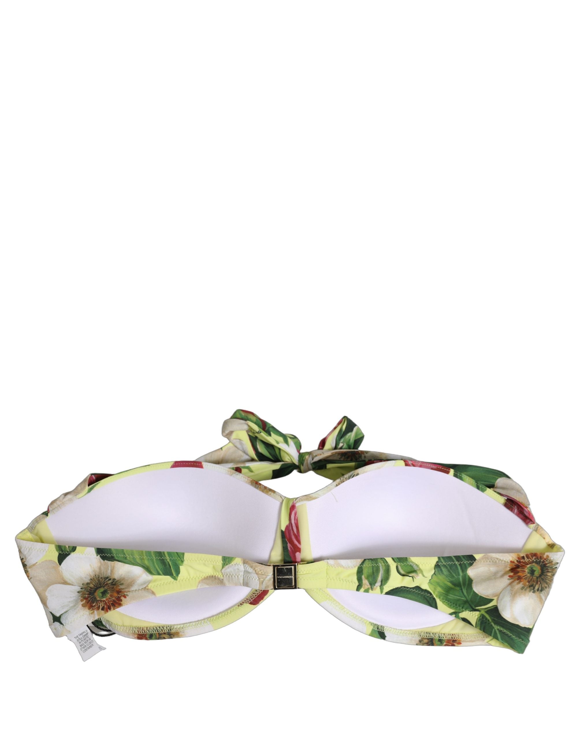 Dolce & Gabbana Gelbes florales Neckholder-Nylon-Bikinioberteil