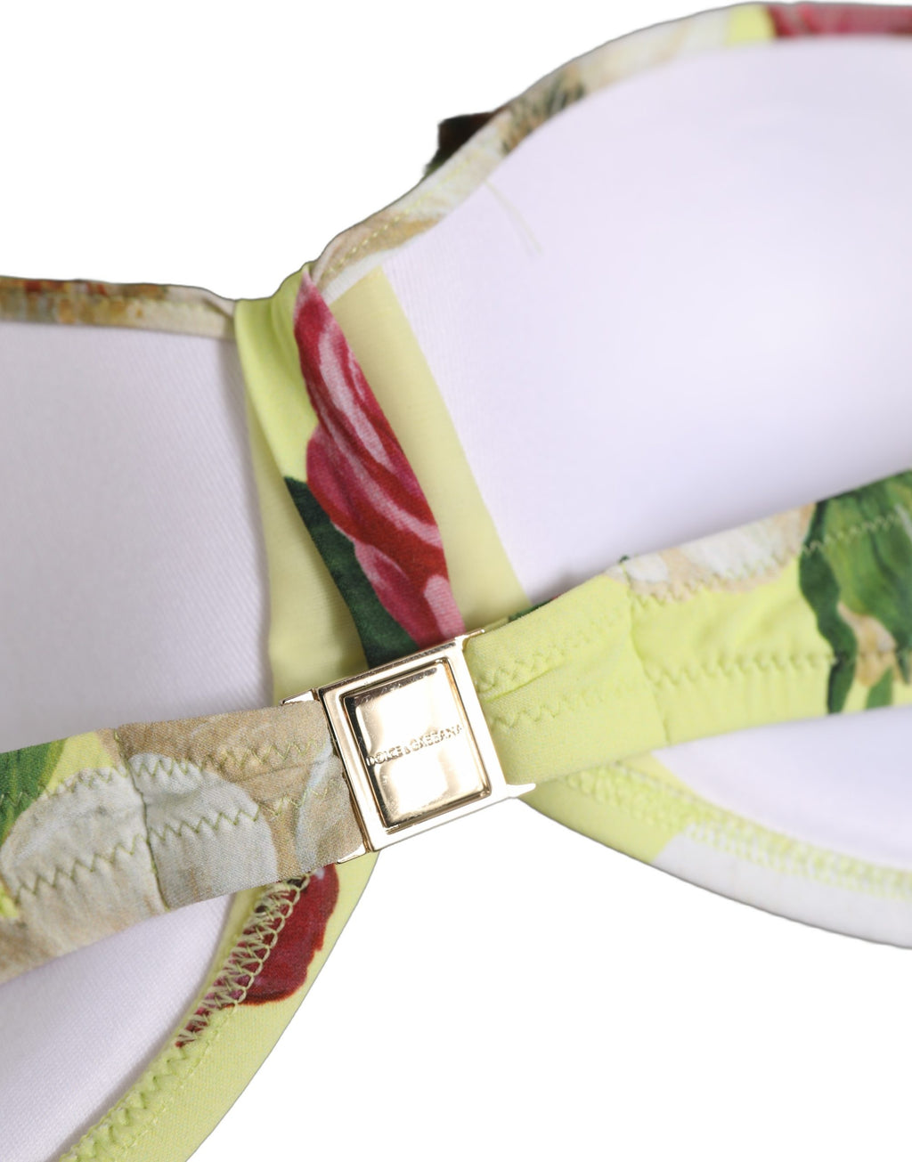 Dolce & Gabbana Gelbes florales Neckholder-Nylon-Bikinioberteil