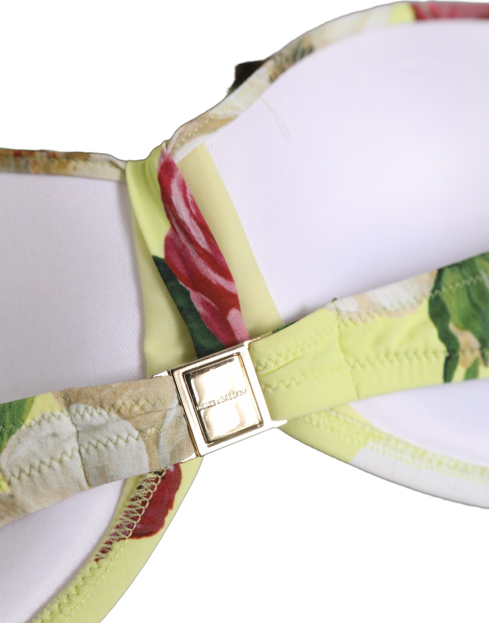Dolce & Gabbana Gelbes florales Neckholder-Nylon-Bikinioberteil