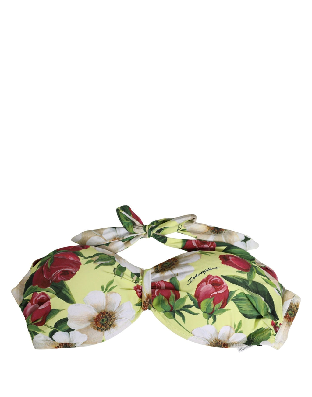 Dolce & Gabbana Gelbes florales Neckholder-Nylon-Bikinioberteil