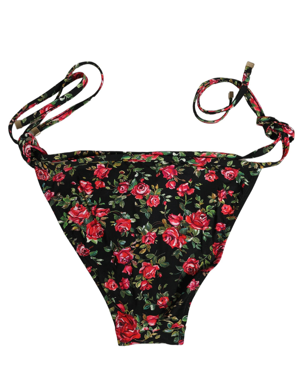 Dolce & Gabbana Schwarzes Bikini-Unterteil aus Nylon mit Blumenprint