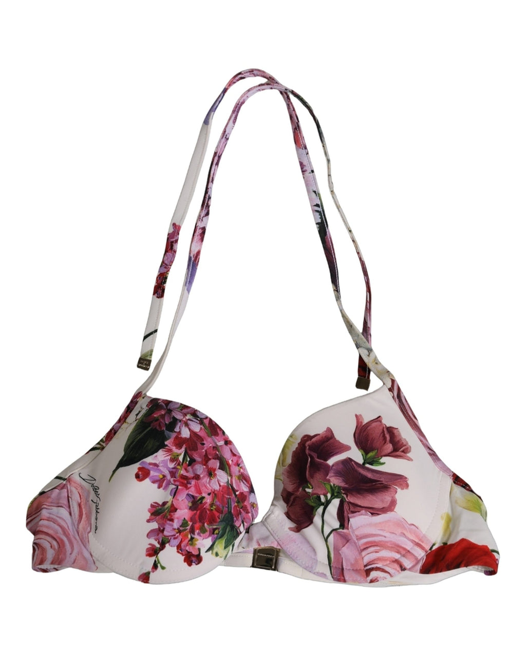Dolce & Gabbana Bikini-Oberteil aus Nylon mit weißem Blumendruck