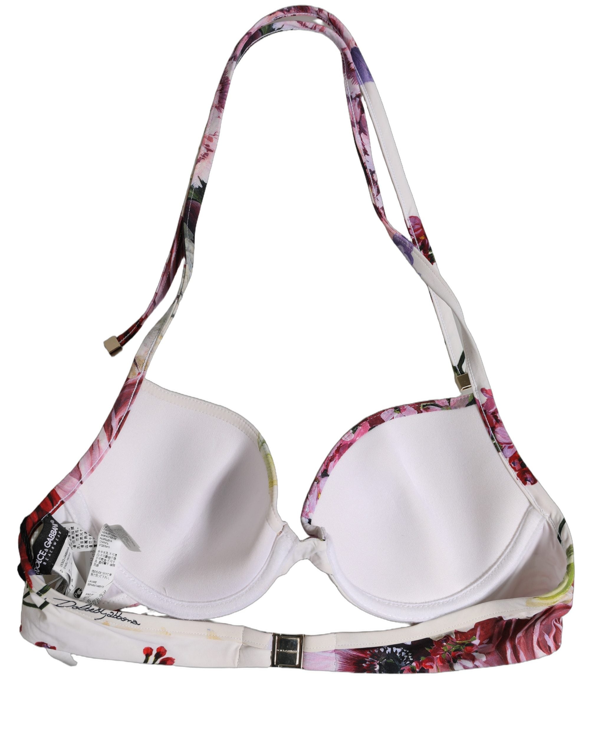 Dolce & Gabbana Bikini-Oberteil aus Nylon mit weißem Blumendruck