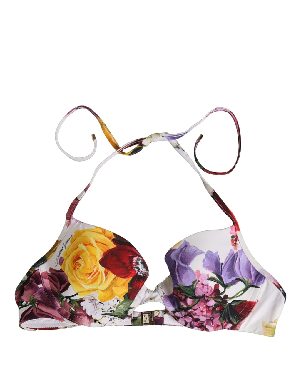 Dolce & Gabbana Bikinioberteil aus Nylon mit weißem Blumenmuster
