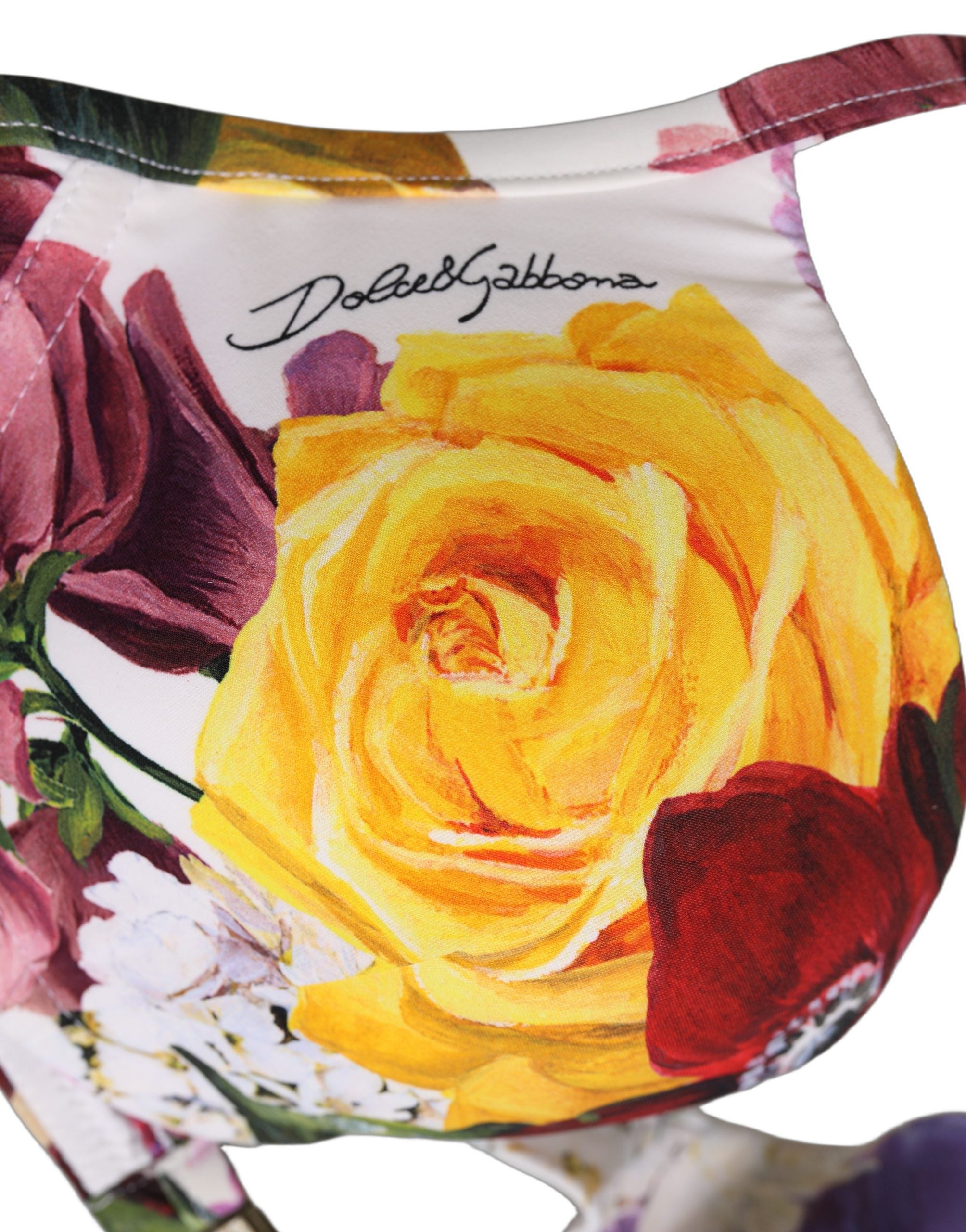 Dolce & Gabbana Bikinioberteil aus Nylon mit weißem Blumenmuster