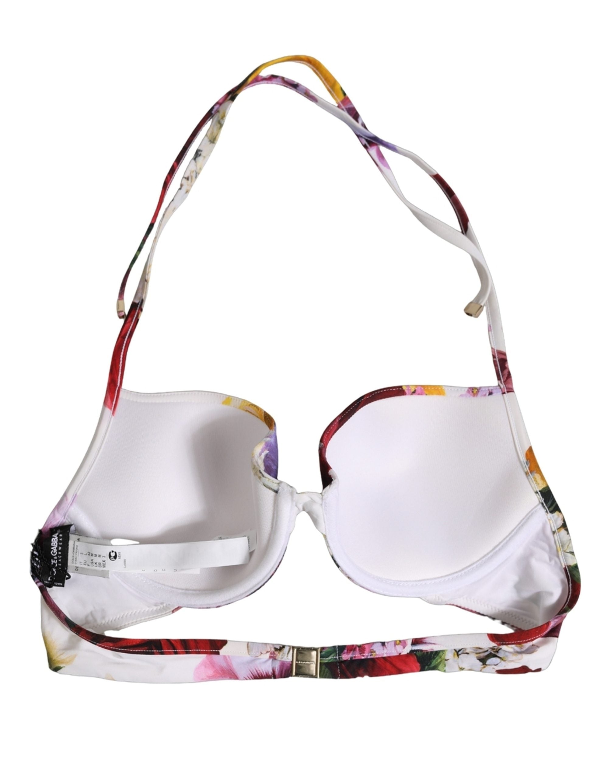Dolce & Gabbana Bikinioberteil aus Nylon mit weißem Blumenmuster