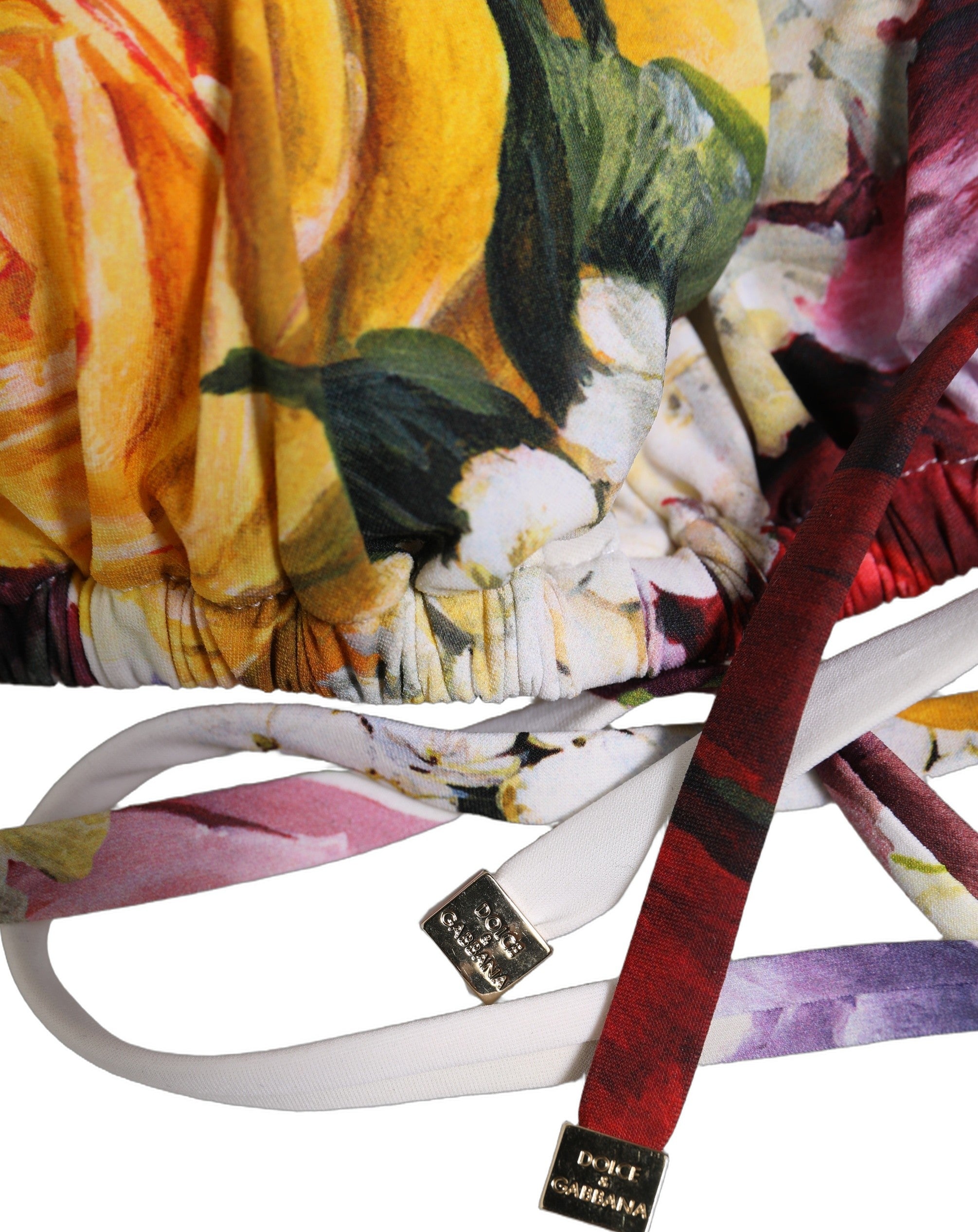 Dolce & Gabbana weißes Bikinioberteil mit Blumenprint und Triangel-Form
