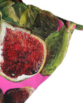 Haut de bikini Dolce & Gabbana à imprimé figues rose fuchsia, vêtement de plage féminin et coloré.