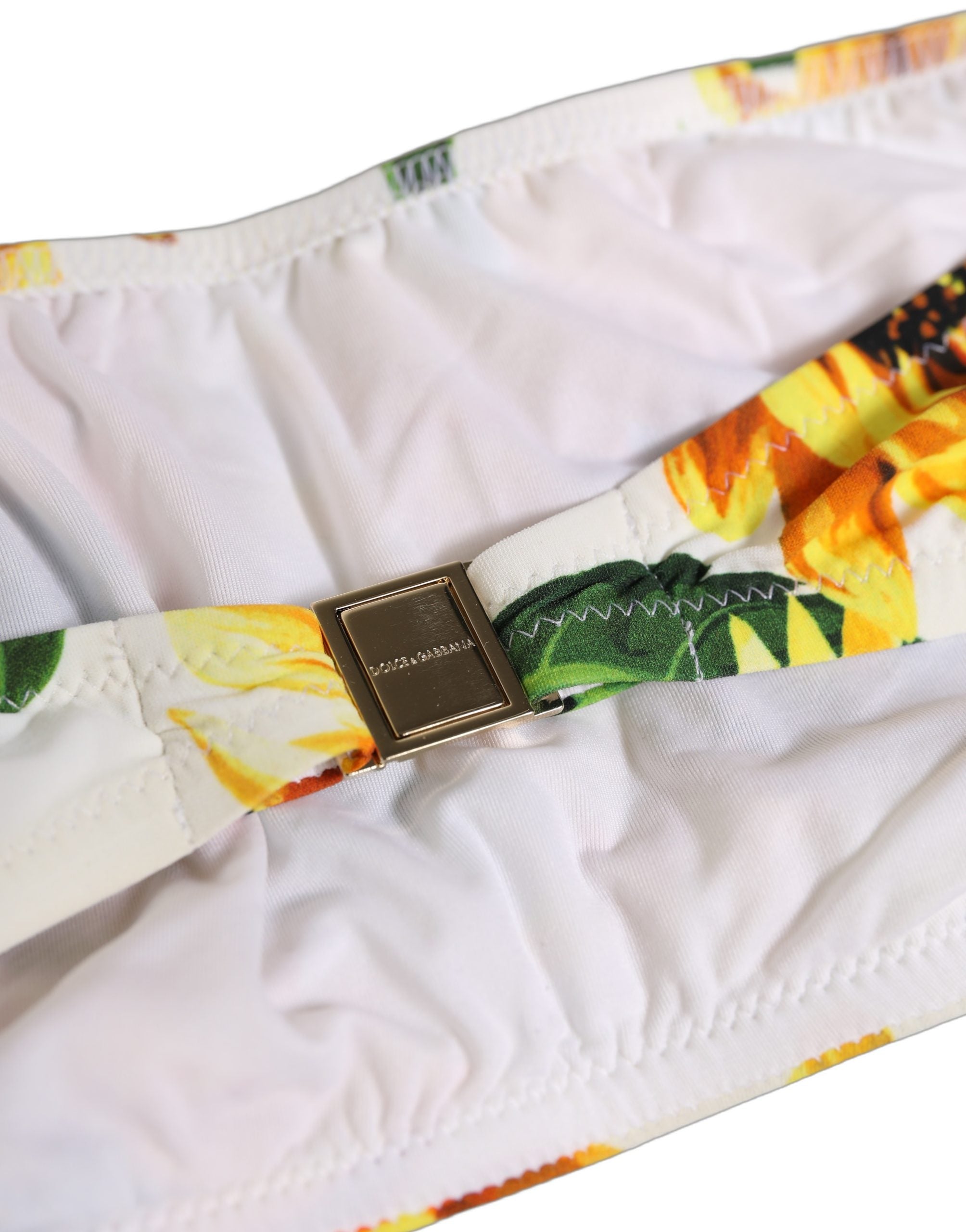 Dolce & Gabbana Bandeau-Bikinioberteil mit weißem Sonnenblumenprint