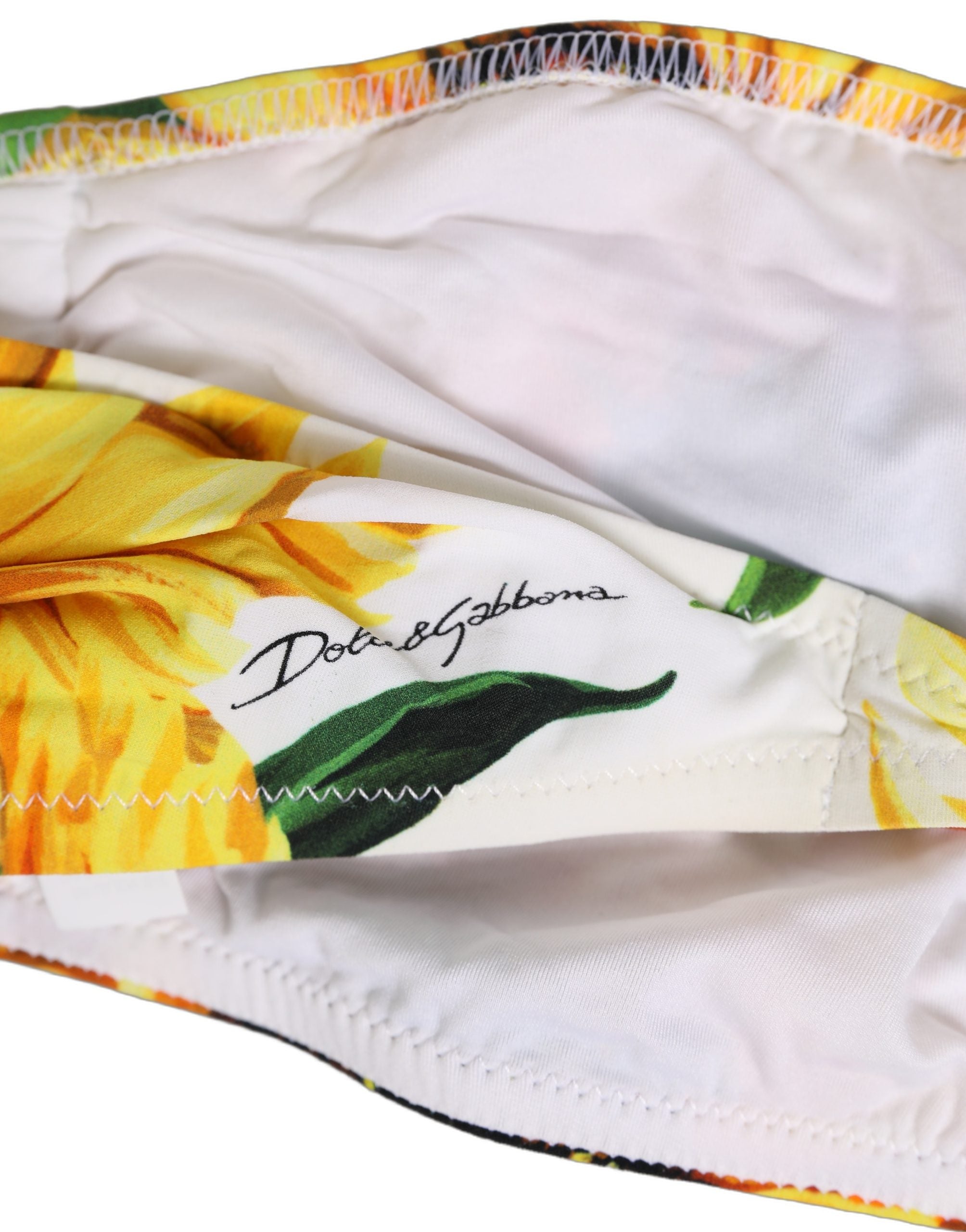 Dolce & Gabbana Bandeau-Bikinioberteil mit weißem Sonnenblumenprint