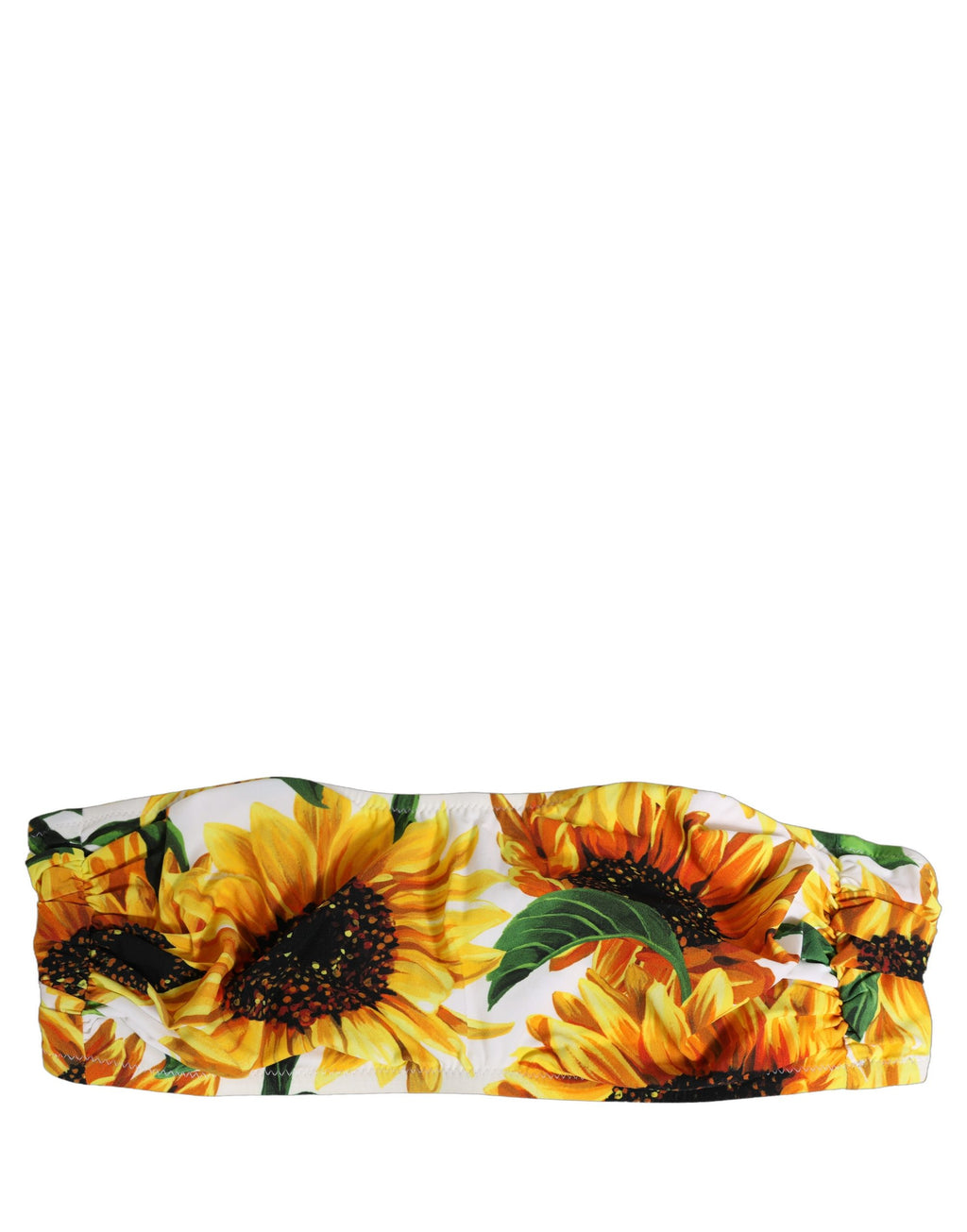 Dolce & Gabbana Bandeau-Bikinioberteil mit weißem Sonnenblumenprint