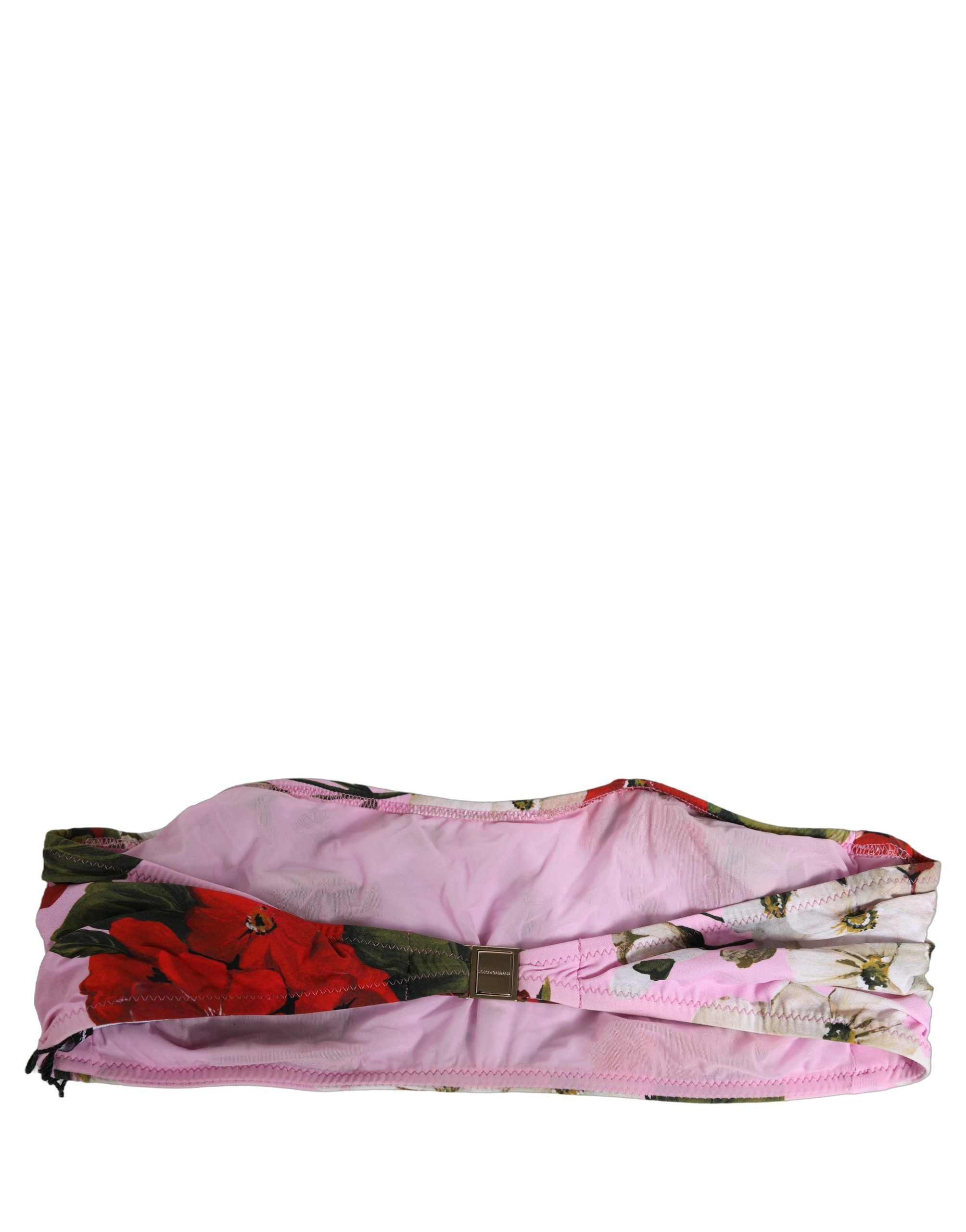 Dolce & Gabbana Pinkes Bandeau-Bikinioberteil mit Blumenprint