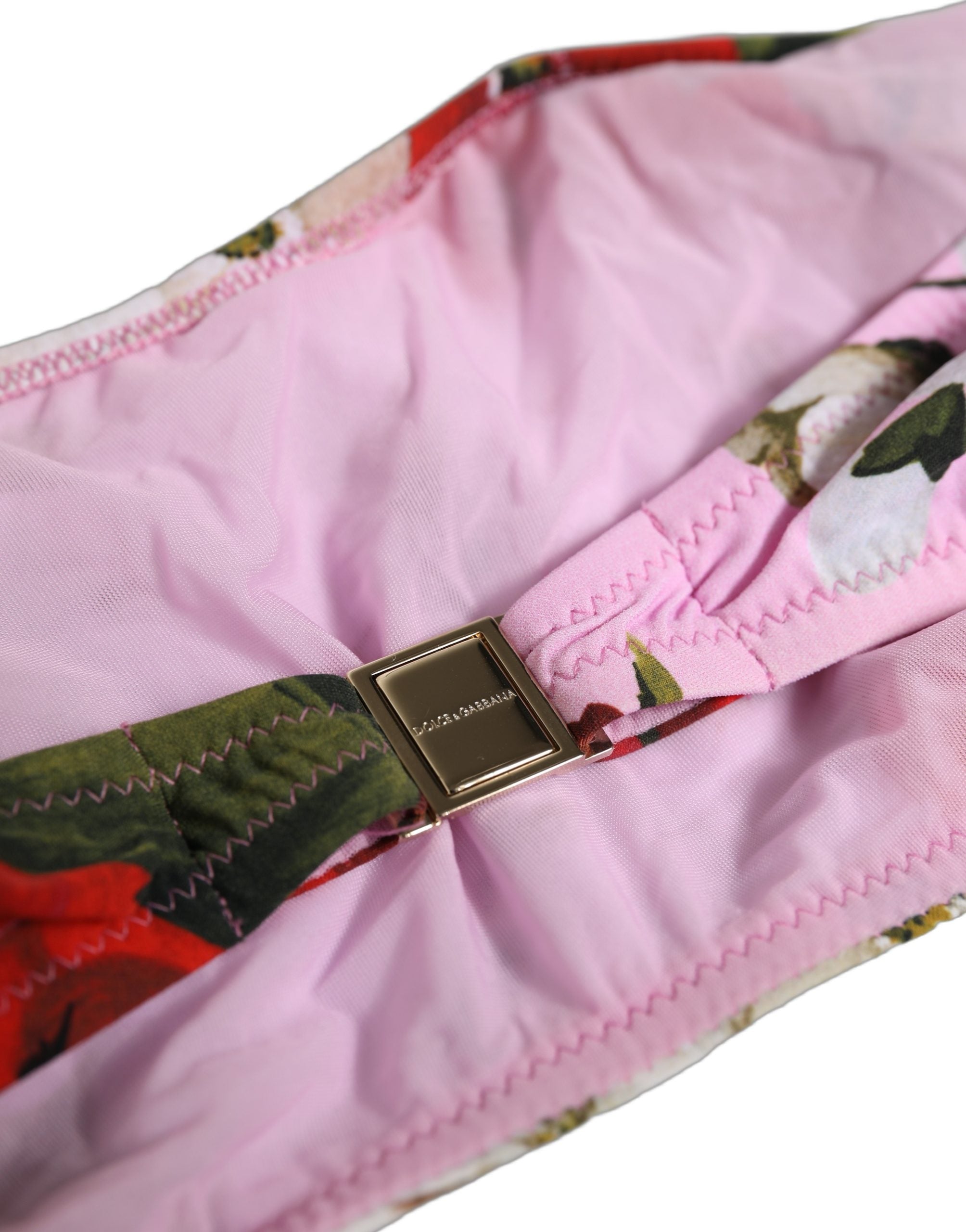Dolce & Gabbana Pinkes Bandeau-Bikinioberteil mit Blumenprint