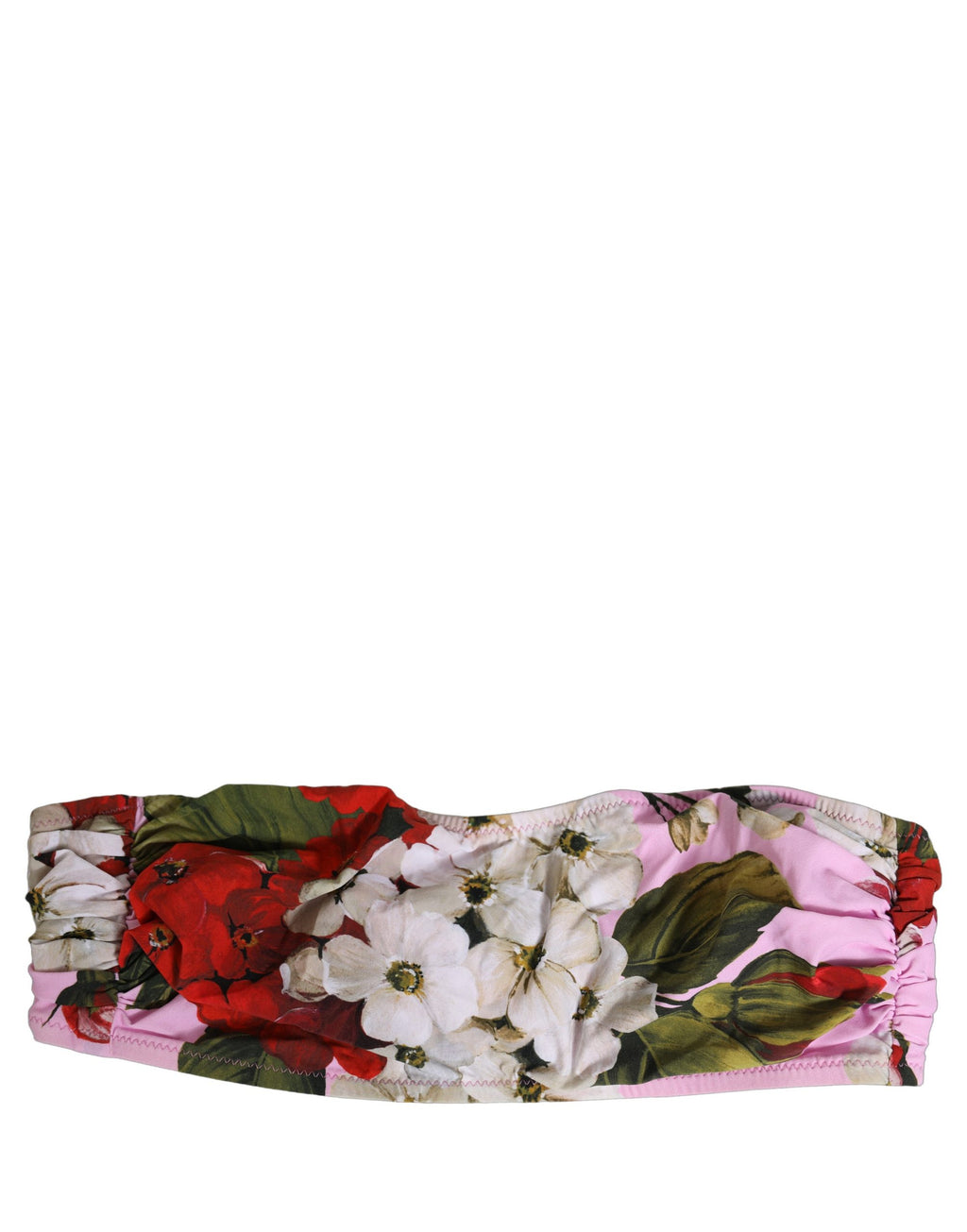 Dolce & Gabbana Pinkes Bandeau-Bikinioberteil mit Blumenprint