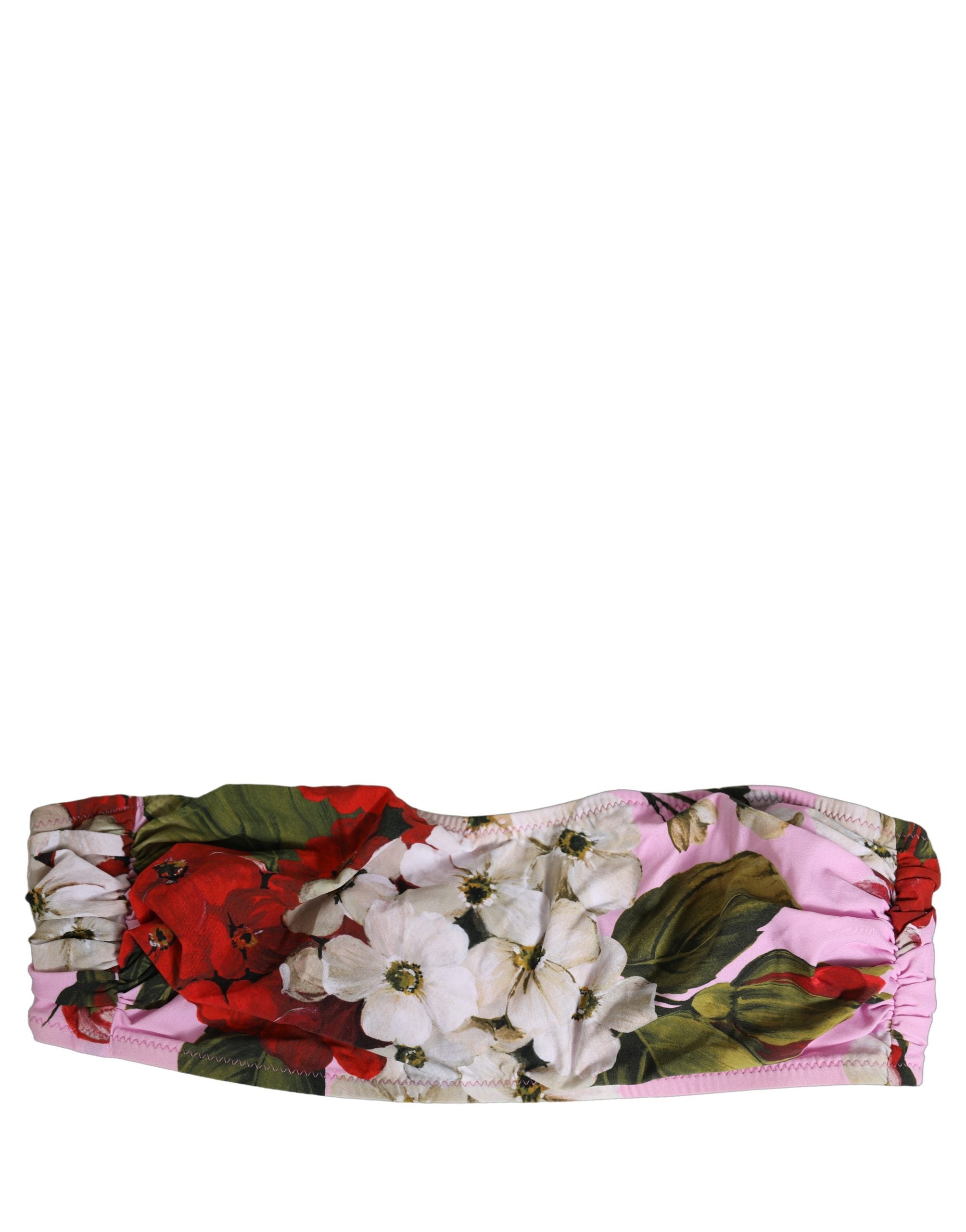 Dolce & Gabbana Pinkes Bandeau-Bikinioberteil mit Blumenprint