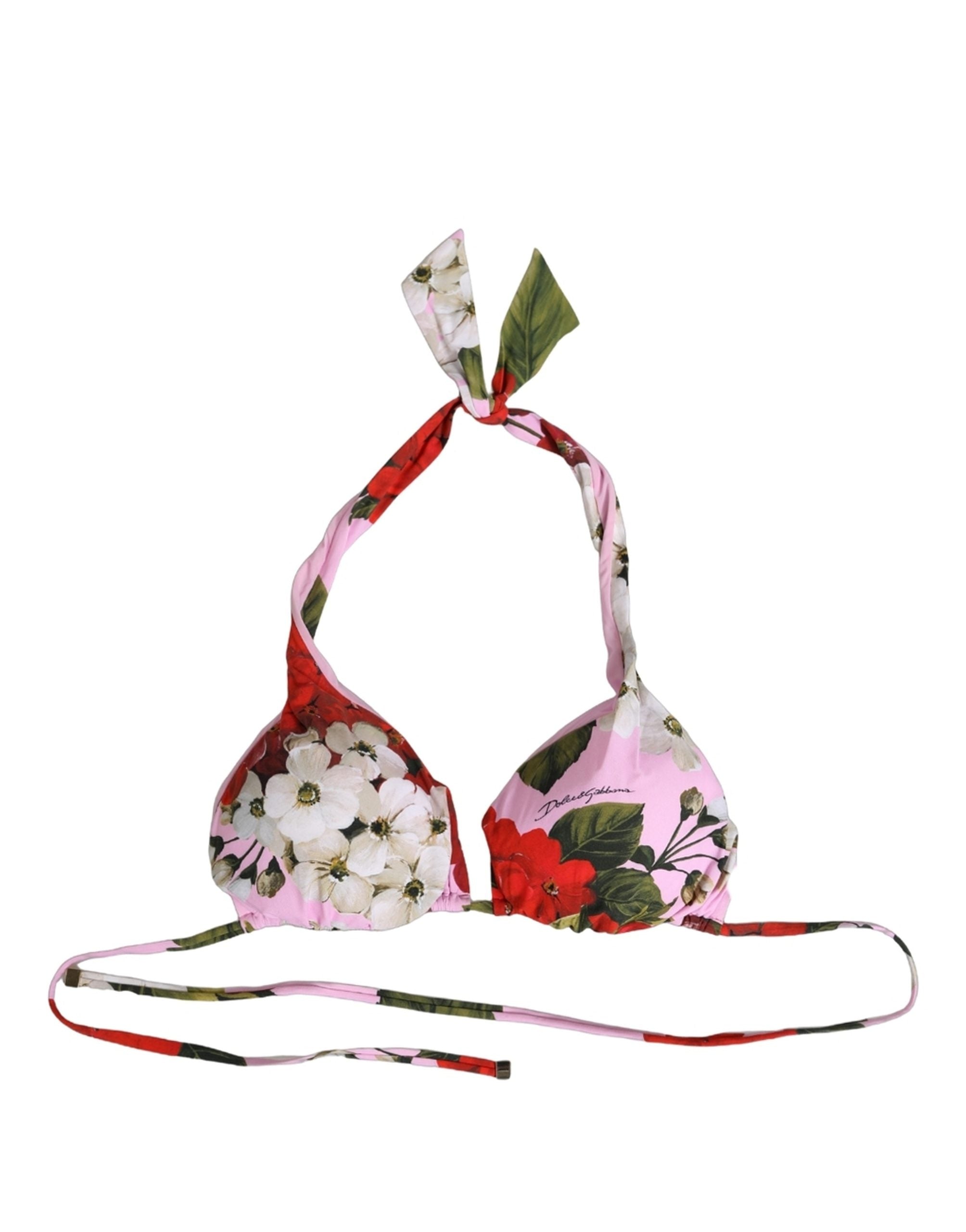 Dolce & Gabbana Pinkes Triangle-Bikinioberteil mit Blumenprint