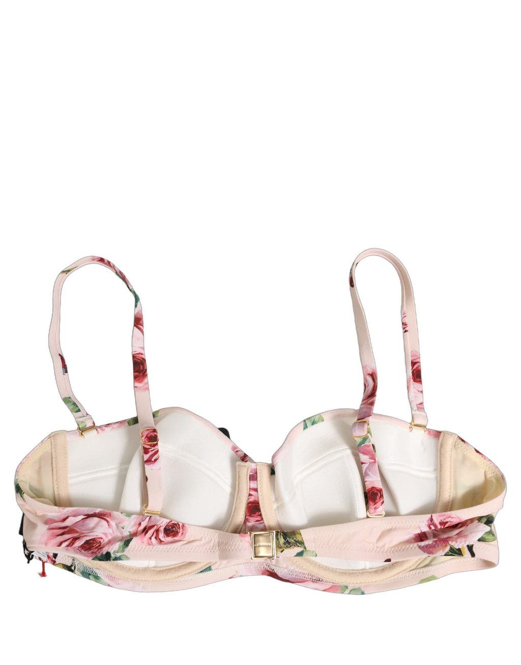 Bikini top à armatures Dolce & Gabbana avec imprimé floral rose pour maillot de bain d'été.