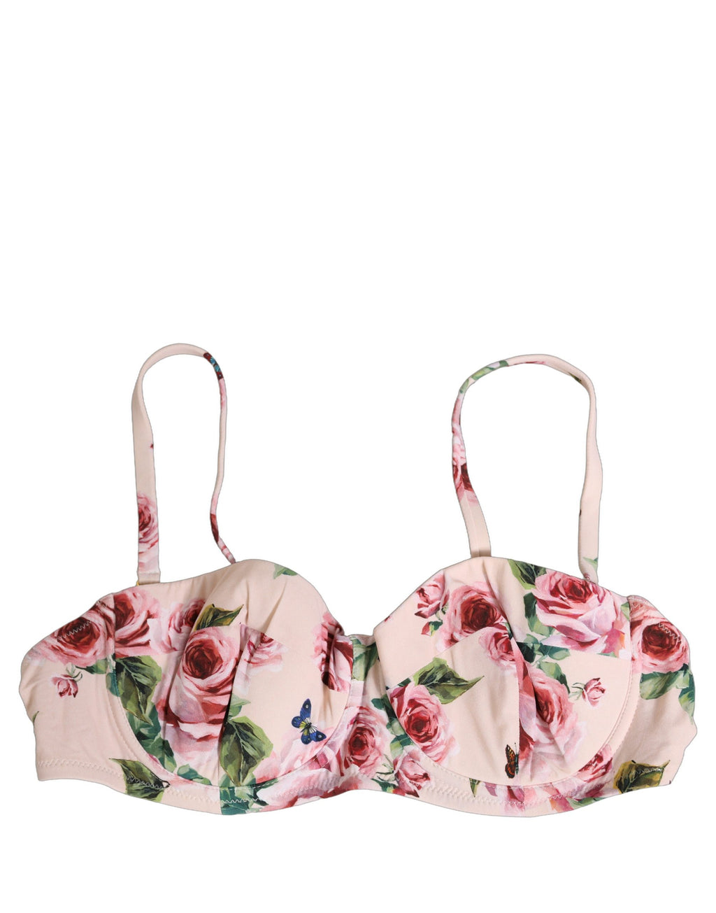 Haut de bikini à armatures Dolce & Gabbana à imprimé floral rose, parfait pour la plage et la baignade.