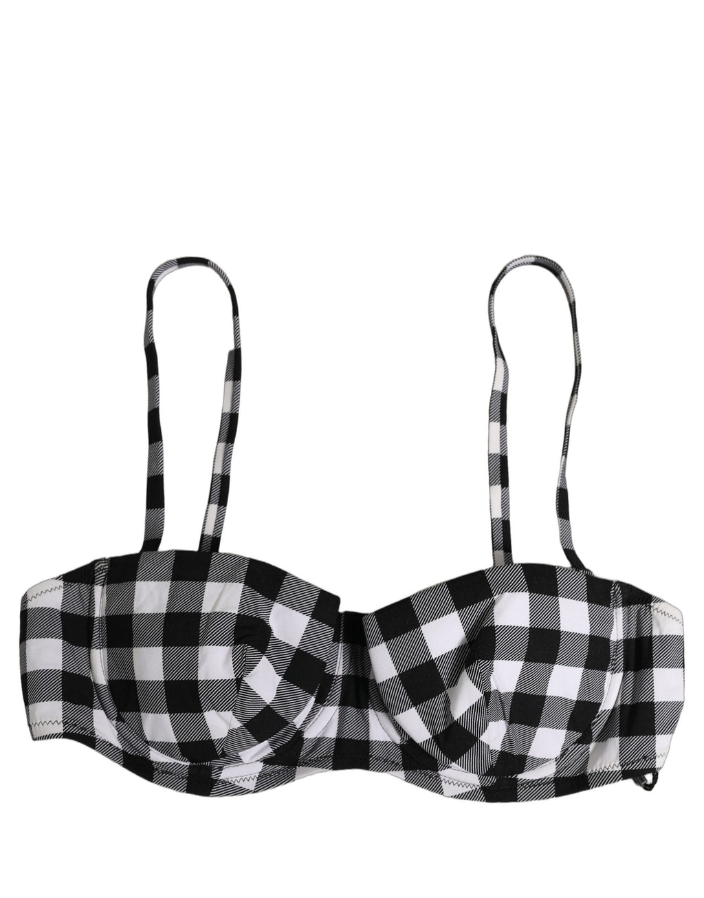 Dolce & Gabbana Schwarz Weiß Vichy-Karo Beachwear Bikinioberteil